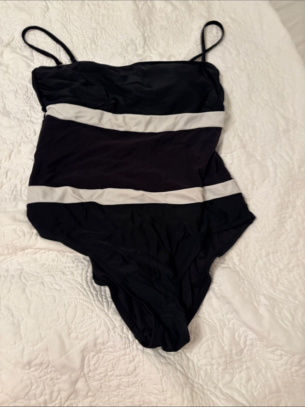 Black and White Stripe Kids One-Piece Swimsuit